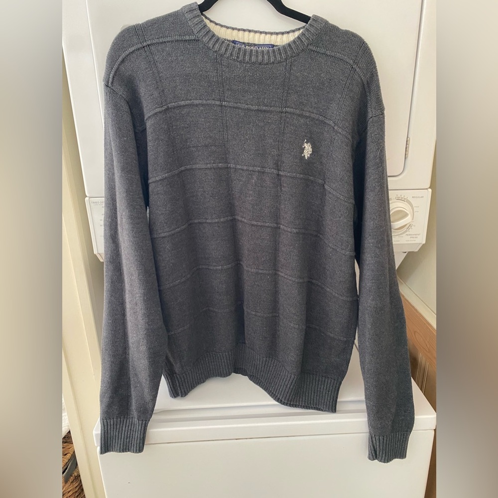 U.S. POLO ASSN. Men’s Navy Blue Sweater Size XL Grandpa Vintage Embroidered